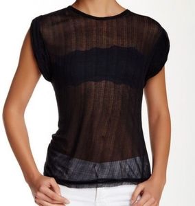 Free People Black Sheer Muscle Tissue T-shirt